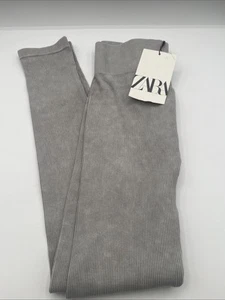 Zara Leggings Youth Girls Size 11-12 Gray Ribbed Knit Straight Leg Comfort - Picture 1 of 4