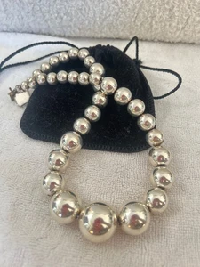 .99¢! Vtg TEXAS RANCH GRADUATING BENCH BEAD 89gram sterling silver NECKLACE! - Picture 1 of 6