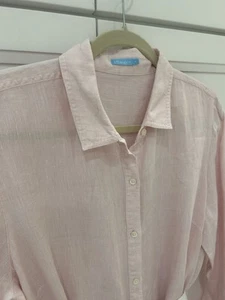 J. McLaughlin, XL, 100% Linen, Pink Long Sleeve Button Up Blouse - Bild 1 von 12