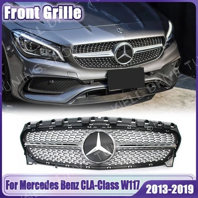 Silver Front Grille W/Emblem For Mercedes Benz W117 13-19 CLA200 CLA250 CLA45 Foto 1 de 4