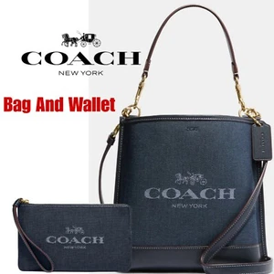 Coach Mollie Eimertasche 22 mit Coach/Gold/Denim Multi und Geldbörse - Bild 1 von 10