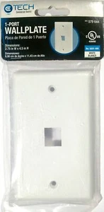 eTech Commercial Electric 1 Port Computer Network Wallplate - White w/ Hardware - Imagen 1 de 1