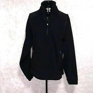 OLD NAVY BRAND Vintage 1/4 Zip Fleece Sweatshirt Womens M Pullover Black Pockets - Picture 1 of 9