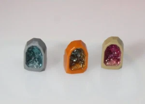 LEGO 1x1 Rock Crystals Geode Jewel Gems Dark Orange, Grey, Dark Tan Set Of 3 NEW - Picture 1 of 3
