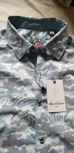 ROBERT GRAHAM Blue Grey Camo Long Sleeve Size L Brand NEW w/Tags - Picture 1 of 5