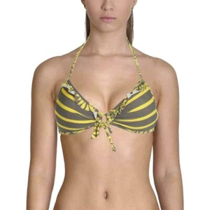New Island Soul Sz L TOP & BOTTOM Printed Push Up Halter Swimsuit Bikini - Picture 1 of 2