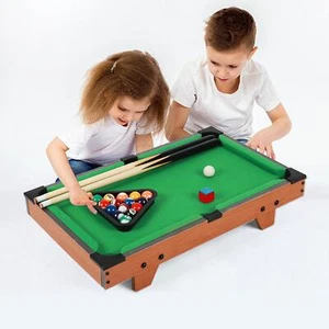 Kids Pool Table Set Chalk, Racking Triangle Interactive Toy 2 Billiard Cues Home - Picture 1 of 6