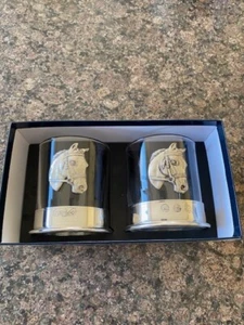 WHISKYGLÄSER ZINN PFERDEKOPF - 2 IN GESCHENKBOX - Bild 1 von 2