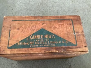 VINTAGE Wooden LIBBY'S FOOD ROAST BEEF MEAT CRATE BOX McNEIL NY USA Argentina - Picture 1 of 6