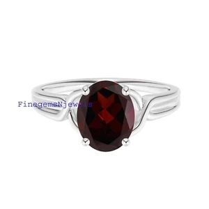 Natural Garnet Gemstones with 925 Sterling silver Ring for women's #1112 - Picture 1 of 4