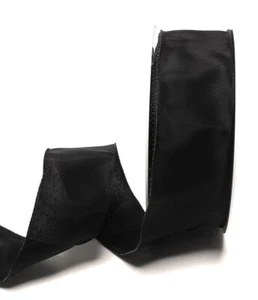 0,28€/m) Trauerband 25m x 40mm Schwarz Dekoband Schleifenband mit Draht - Bild 1 von 2
