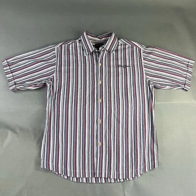 Camisa a Rayas Sean John Grande 16/18 Blanca Azul Juvenil Abotonada De Colección Usada #55 Foto 1 de 4