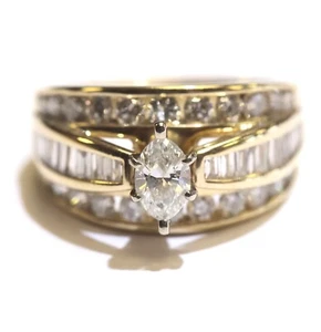 Anillo de compromiso oro amarillo 14k 2,64ct diamantes marquesa 10,6g talla 9,75 - Imagen 1 de 19