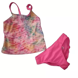 Swimsuit Girls Size 6 Tankini 2pc Scales Waves Bubbles Mermaid Hot Pink Panties - Picture 1 of 3