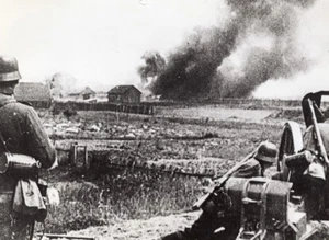 German Horrors in Russia Soviet Farm in Flames WWII WW2 Old Photo 1941 - Picture 1 of 4