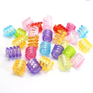 50 Mixed Transparent Color Acrylic Spring Dreadlock Ring Hair Pony Beads 15mm - Picture 1 of 6