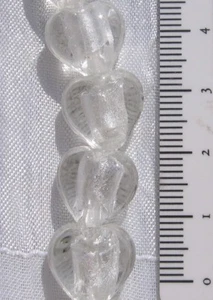 LOT DE 4 PERLES COEURS BLANC TRANSLUCIDE VERRE SOUFFLE LAMPWORK 12mm *L31 - Picture 1 of 1