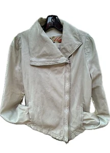 Giorgio Brato Women’s Distressed Opal Oyster Motorcycle Style Jkt Sz 44 US 10 - Picture 1 of 20