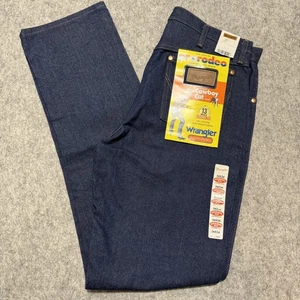 Jeans Wrangler 13MWZ uomo 34x34 blu taglio cowboy vestibilità originale denim pesante - Foto 1 di 8