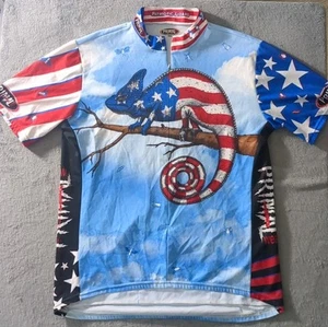 Primal Cycling Jersey Men XXL 2XL Patriotic Lizard Chameleon USA Graphic 3/4 Zip - Picture 1 of 11
