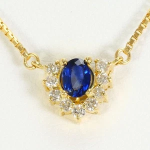 18K Gelbgold Collier Saphir 0,30 Diamant ca.3,9g kostenloser Versand gebraucht - Bild 1 von 5