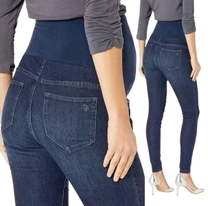 Pantalones de mezclilla Jessica Simpson Maternity lavado oscuro elásticos 73 % algodón talla L #378 - Imagen 1 de 10