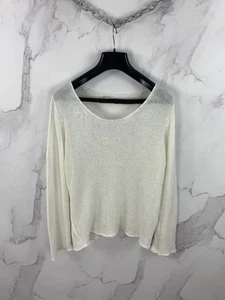 ANNETTE GORTZ Cream Open Knit Linen Blend Boat Neck Knit Top Size XL - Imagen 1 de 19