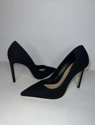 $148 SCHUTZ Lou High Stiletto Zapatos de salón Negro Gamuza Talla 6.5B Foto 1 de 4
