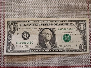 Fancy Serial Number Near Super Repeater $1 Dollar Bill US Currency G 60606061 C - Picture 1 of 2