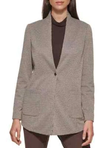 Tommy Hilfiger Soft Suit Jacket Blazer Womens 12 Houndstooth NEW with Tags $129 - Picture 1 of 17