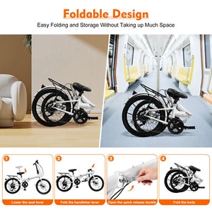 20 inch 7 Speed Folding City Bike Bicycle Folding Bike for Adults Lightweight - Picture 1 of 24