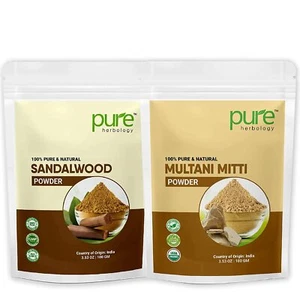Pure Herbology Pure & Natural Sandalwood & multani mitti Powder for Face,100g x2 - Picture 1 of 3