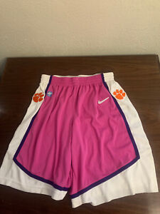 Clemson Tigers Basketball Game Worn Breast Cancer Awarness Shorts Nike Size 38+2