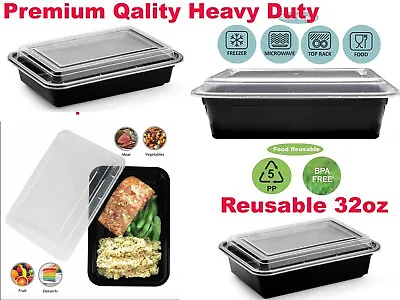 Meal Prep Food Containers Microwavable BPA Free Plastic Reusable 15Lids + 15Base • 8.99£