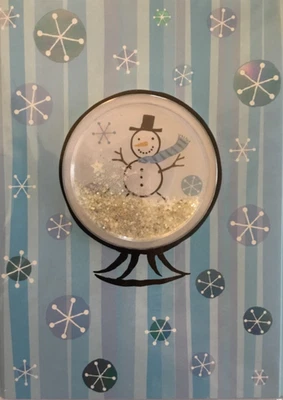 Marcel Schurman- Christmas- Handmade -Snowman Globe- Glitter, Holographic Foil