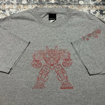 Camiseta Gráfica Vintage Drunknmunky Robô Mech Cinza Tamanho Grande Y2K Fabricada nos EUA - Imagem 1 de 4
