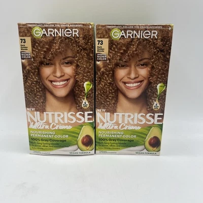 Garnier Nutrisse Crema Nutrición Color de Cabello Permanente 73 Rubio Dorado Oscuro Paquete de 2 Foto 1 de 4