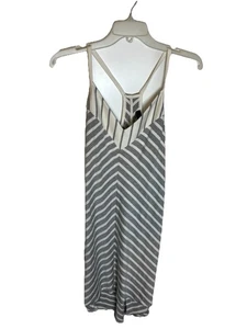 Laila Jayde Womens Medium Paula Knit Dress Mitered Stripe Racerback Gray White - Picture 1 of 10