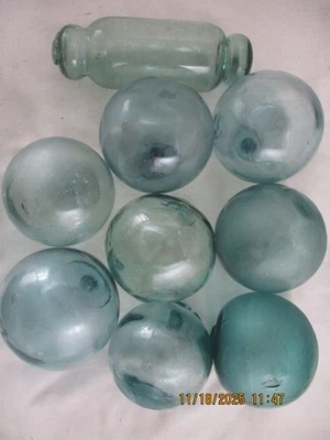 9 flotadores de vidrio japoneses abollados y defectuosos DE COLECCIÓN, cama de playa Alaska Foto 1 de 4