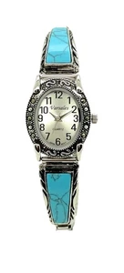 Varsales Ladies Oval Case With Marcasite Stretch Elastic Band Fashion Watch - Picture 1 of 10