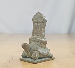 19th cent. Chinese Bronze Nine Sons of Dragon Turtle Seal w Reign Mark - Picture 1 of 10