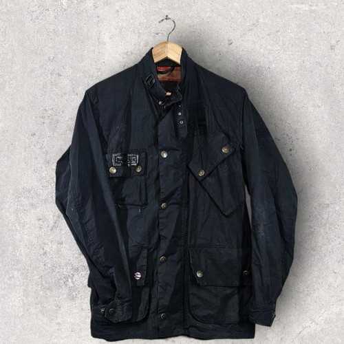 ALEXANDER MCQUEEN Barbour international Steve McQueen giacca cappotto country cera nera con cintura S