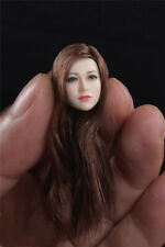 1/12 Anna Brown Hair Female Head Sculpt For 6" Pale Phicen T01A T03A Figure Body