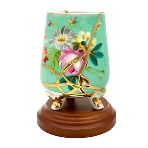 Kintsugi Vase Antique Footed Floral Mini Gold Crack Art Personal Growth Gift - Picture 1 of 17