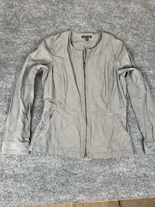 Chaqueta Eileen Fisher Mujer Gris Manga Larga Mezcla de Algodón Cremallera Completa Talla XS - Imagen 1 de 7