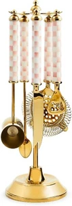 Juego de herramientas de barra de oro MacKenzie-Childs Rosy Check 3260 - Almacén de EE. UU. - Imagen 1 de 4