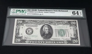 $20 - 1934B - FRN. RICHMOND - PMG Graded 64 Choice UNC-EPQ - Picture 1 of 6