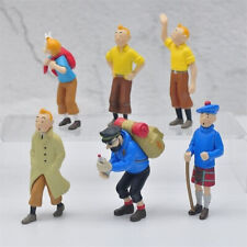 6pcs The Adventures of Tintin Snowy Captain Haddock Thompson Figure PVC