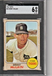 1968 TOPPS BASEBALL CARD #40 DENNY MCCLAIN DETROIT TIGERS SGC 6 - Picture 1 of 2