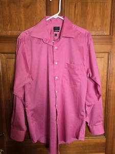 Camicia elegante Arrow Usa 1851 aderente con bottoni taglia 15 1/2 32/33 senza ferro rosa - Foto 1 di 5